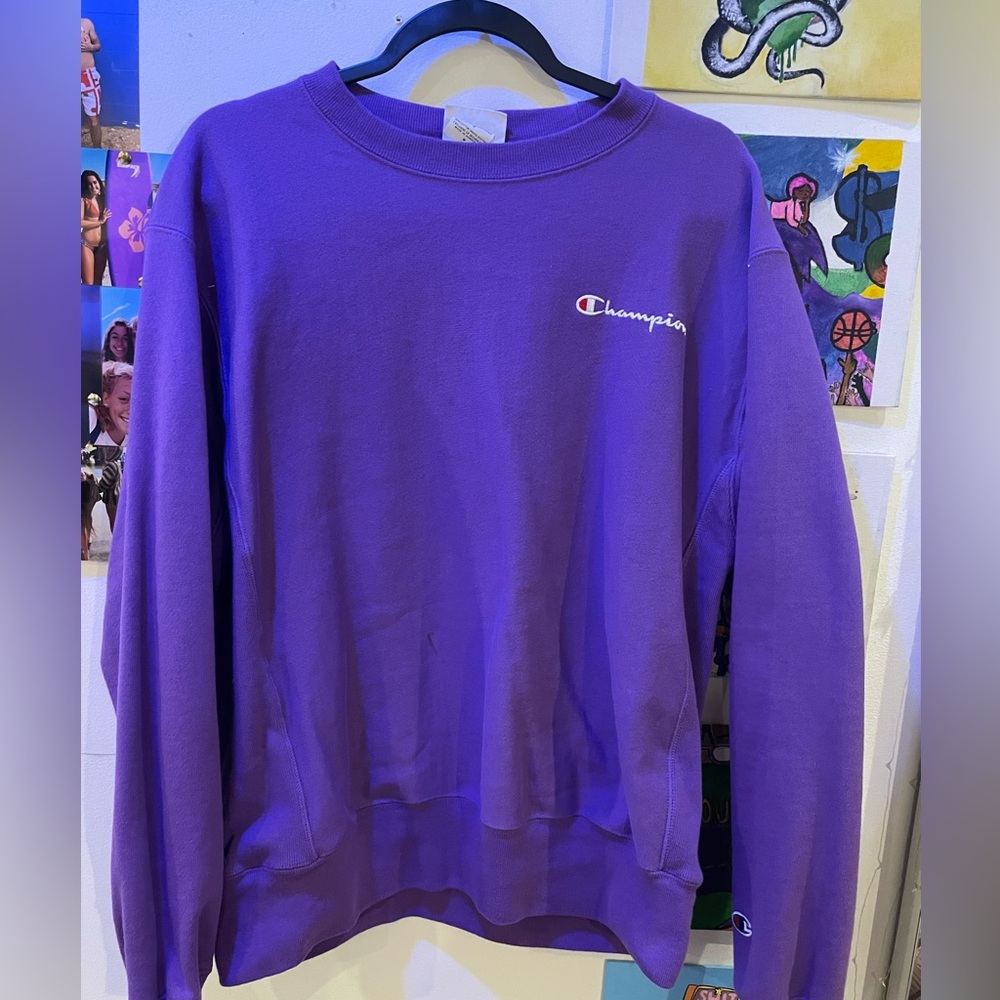 purple champion crewneck